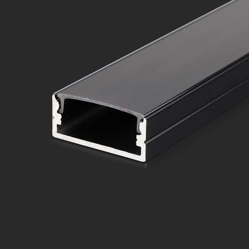 V-TAC fekete színű széles alumínium profil szett LED szalaghoz fedlappal 2m - 2876