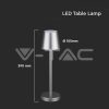 V-TAC 3W akkumulátoros asztali lámpa - Meleg fehér, szürke házzal - 10187