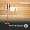 V-TAC 3W akkumulátoros asztali lámpa - Természetes fehér, fényes rózsaarany színű házzal - 10190