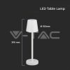 V-TAC 3W akkumulátoros asztali lámpa - Meleg fehér, fehér házzal - 10191