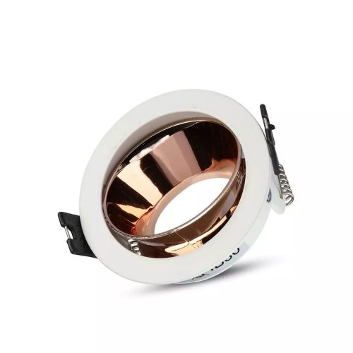 Beépíthető billenthető GU10 LED spot lámpa keret, fehér keret és rózsaarany belső - 3155