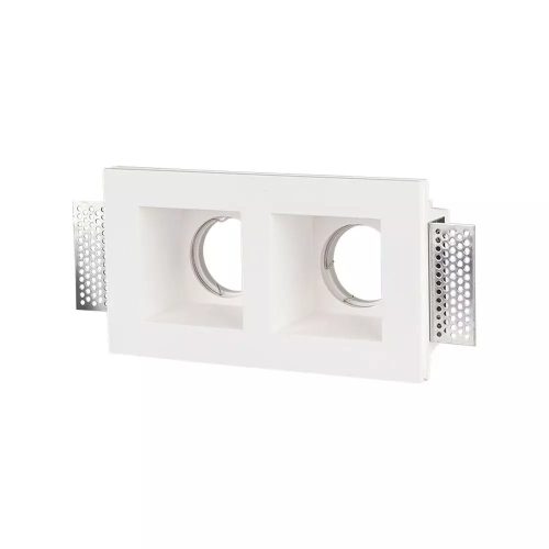V-TAC beépíthető festhető mélyített négyzet fix dupla spot lámpa keret, gipsz lámpatest - 3648