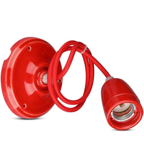 V-TAC minimál stílusú, porcelán függőlámpa E27 foglalattal - piros - 3807