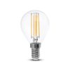 V-TAC P45 filament LED lámpa izzó 4W, E14, meleg fehér - 4300
