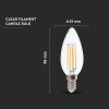 V-TAC dimmelhető filament 4W E14 COG LED gyertya izzó - meleg fehér - 2870