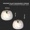 V-TAC Designer Globe mennyezeti üveg csillár, három függesztőkábellel - 3883