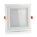   V-TAC süllyeszthető üveg LED lámpa panel - 6W, hideg fehér, négyzet - 4737