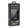 V-TAC utazó adapter, 30W gyorstöltő, USB és Type-C kimenettel - fekete - 6679