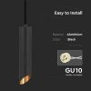 V-TAC függeszthető GU10 LED spot lámpatest, fekete, arany belsővel, 20 cm - 6684
