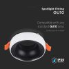 V-TAC beépíthető GU10 LED spot lámpa keret, fehér, fekete belsővel, kerek lámpatest - 6694