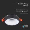 V-TAC beépíthető GU10 LED spot lámpa keret, fekete, fehér belsővel, kerek lámpatest - 6695