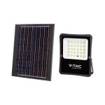   V-TAC 20W fekete házas napelemes LED reflektor, szolár fényvető távirányítóval, természetes fehér - 6971