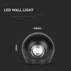 V-TAC fali 6W gömb LED lámpa, fekete - természetes fehér - 8304