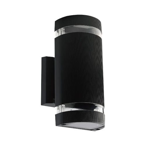 V-TAC fekete polikarbonát félkör kültéri fali lámpa 2xE27 foglalattal - 93573