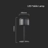 V-TAC fekete asztali lámpa, érintéssel vezérelhető, kétféle színhőmérséklettel - 10450