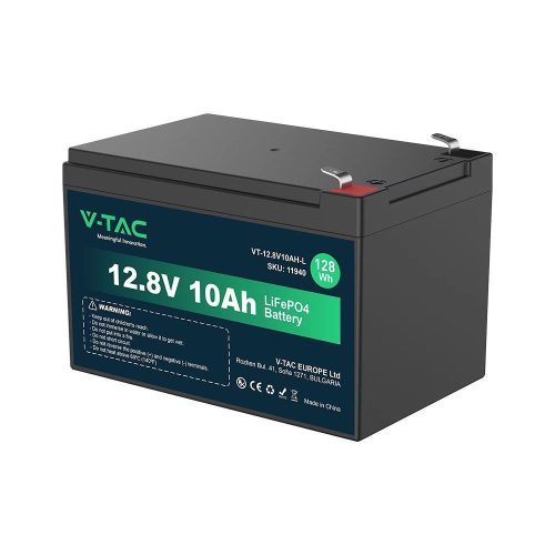 V-TAC Lítium 12.8V / 10Ah akku, T2 csatlakozóval, LiFePO4 - SKU 11940